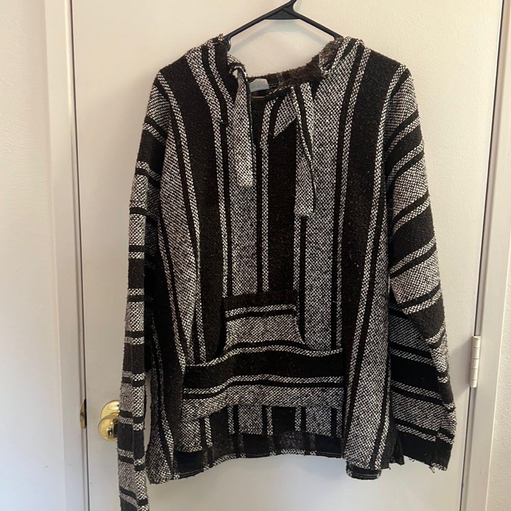 Black Brown Grey and Whire Baja Hoodie Size Medium